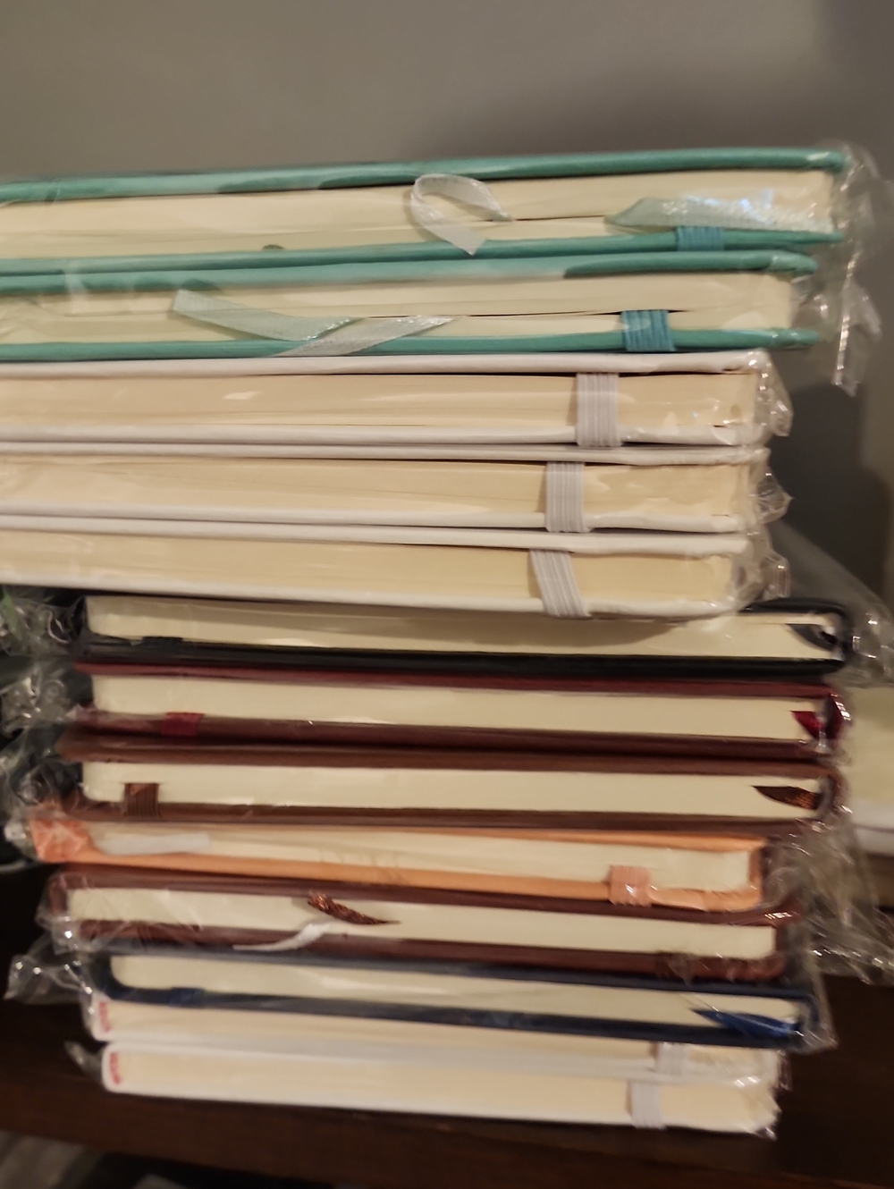 Classic Hardcover Journal Stack in Teal, White, Cream, Brown